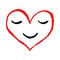 Red heart smiling. Face with smile emoji icon