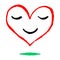 Red heart smiling. Face with smile emoji icon