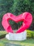 Red heart statue.