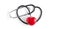 Red heart and a stethoscope on white background. Medical stethoscope and red heart on white background. Healthy Living Concept.