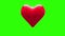 Red heart thumping on green background