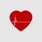 Red heart with white heartbeat line icon