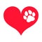 Red heart with White Pawprint