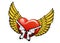 Red heart with wings and guns