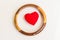 Red heart with wooden bangle