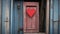 red heart on wooden door A blank wood sign with a red heart on a blue door. The sign is old and worn, and the heart is cozy