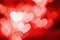 Red hearts bokeh abstract background