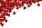 Red hearts confetti on white background