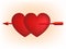Red hearts and Cupid arrow