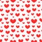 Red hearts flat seamless pattern