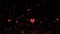 Red hearts flying on the black background. Valentine`s day motion background. 4K