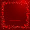 Red Hearts frame on dark wine background. Vector