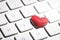 Red Hearts on a Keyboard. Love or Valentine`s Day Concept