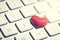 Red Hearts on a Keyboard. Love or Valentine`s Day Concept