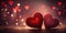 Red hearts over lighting bokeh background. Valentine\\\'s day banner concept. 3D rendering style