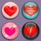 Red Hearts with place for pictures or text. 3D buttons. Vector