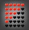 Red hearts rating template isolated on transparent