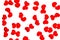 Red hearts scattered on white background