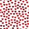 Red hearts seamless pattern. Random scattered hearts background. Love or Valentine theme. Vector illustration