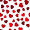 Red hearts seamless pattern. Random scattered hearts background. Love or Valentine theme. Vector illustration