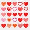 Red hearts sharp simple red icon. Color card beautiful celebrate bright emoticon red-heart symbols. Love heart holiday