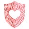 Red hearts in shield shape