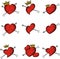 Red hearts tattoo set skull