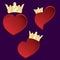 Red hearts tattoo stickers golden dails set