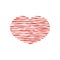 Red hearts with a texture of lines. Design for icon, banner, sticker. Valentine`s Day.