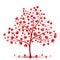 Red hearts tree vector background