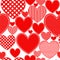 Red hearts, vintage, love, romantic vector seamless pattern