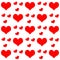 Red hearts on white background repetition cards backgrounds