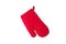 Red heat protective mitten isolated over white