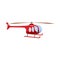Red helicopter icon, cartoon style