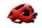 A red helmet for cyclists, this helmet is used to protect the bikers\\\' heads
