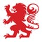 Red Heraldry Lion Logo Mascot Vector
