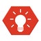 Red Hexagon Button showing Light Bulb, Creativity or Tip