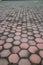 Red hexagon shaped brick paving