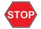 A red hexagonal shaped white font stop halt signage symbol sign