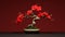 Red Hibiscus Bonsai Tree: Graceful Curves And Organic Forms