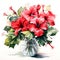 Red hibiscus flowers in vase. Vector illustration, Ai Generative