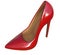 Red high heels shoes, 3d rendering, woman footwear