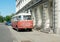 Red Hippie Vintage Old Bus in Wroclaw