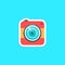 Red hipster photo camera icon sticker