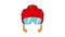 Red hockey helmet with glass visor icon animation