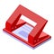 Red hole puncher icon, isometric style