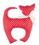 Red homemade cat toy with polka dots