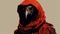 Red Hooded Raven: A Detailed Science Fiction Illustration