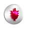 Red Hop icon isolated on transparent background. Silver circle button.