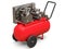 Red horizontal air compressor isolated on a white background. 3d illustration.